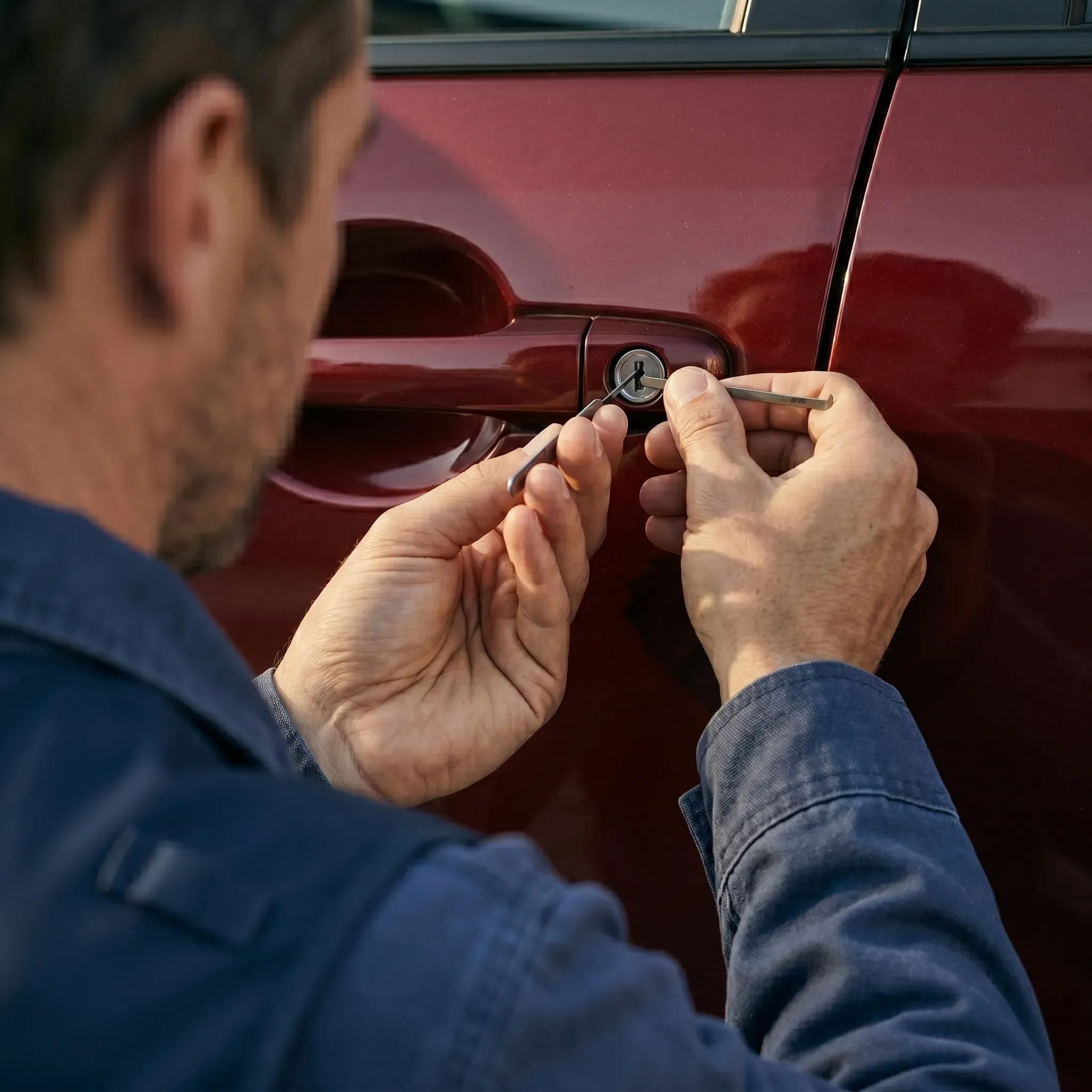Brisbane automotive locksmith opening a locked car door without damage